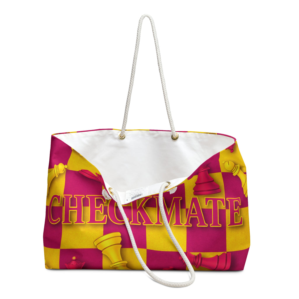 Checkmate Travel Tote- Magenta & Yellow