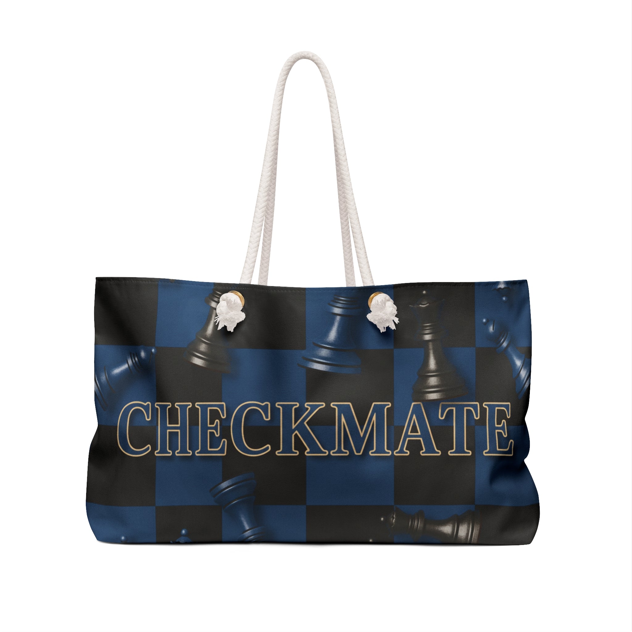 Checkmate Travel Tote — Blue Checkered
