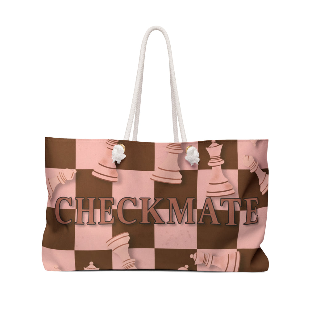 Checkmate Travel Tote – Baby Pink & Brown