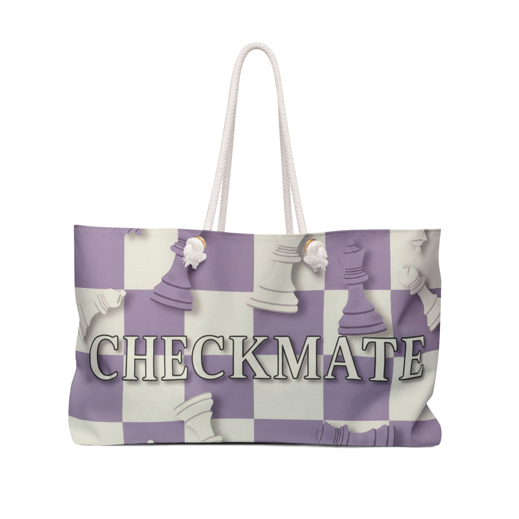 Checkmate Travel Tote — Purple & White