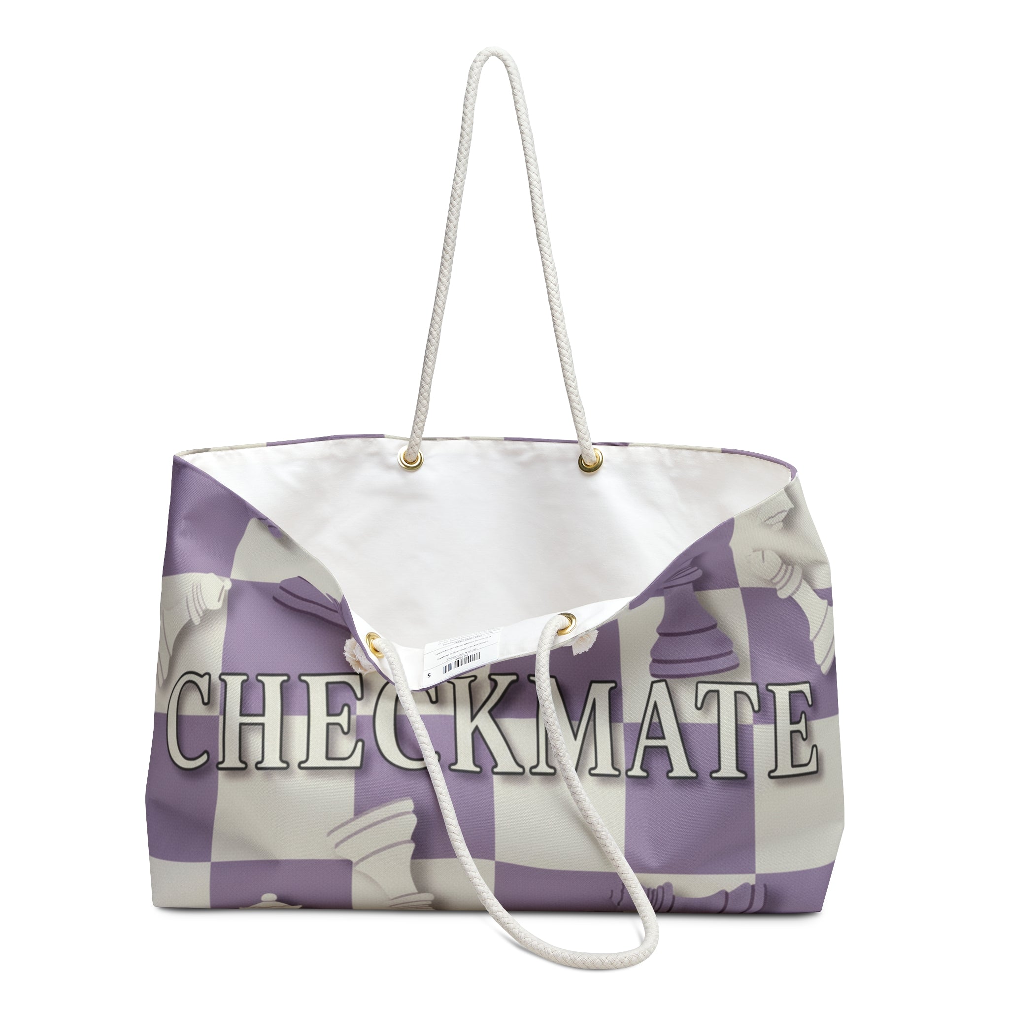 Checkmate Travel Tote — Purple & White