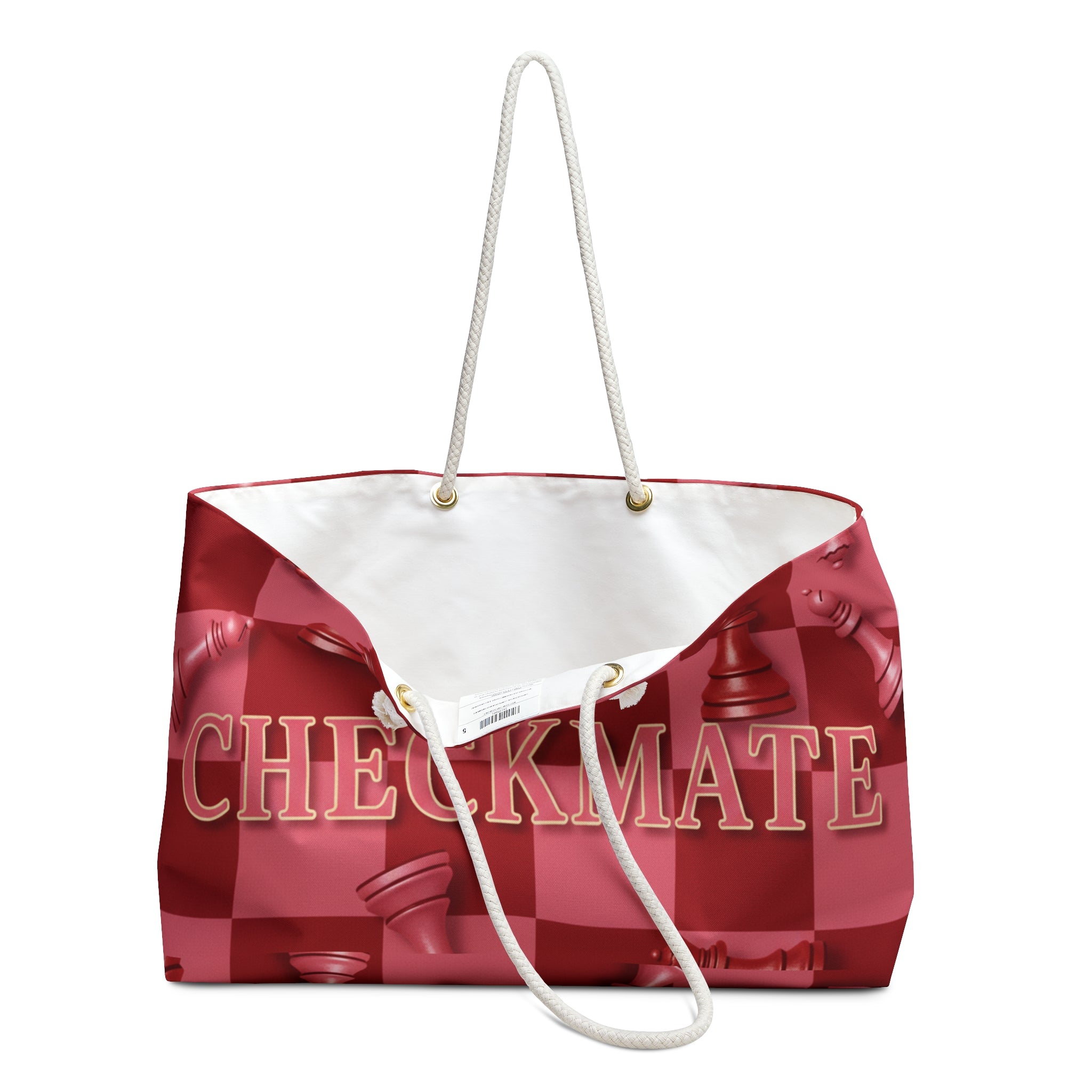 Checkmate Weekender Bag – Red Chessboard Travel Tote