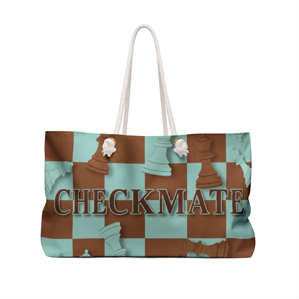 Checkmate Travel Tote — Brown & Blue