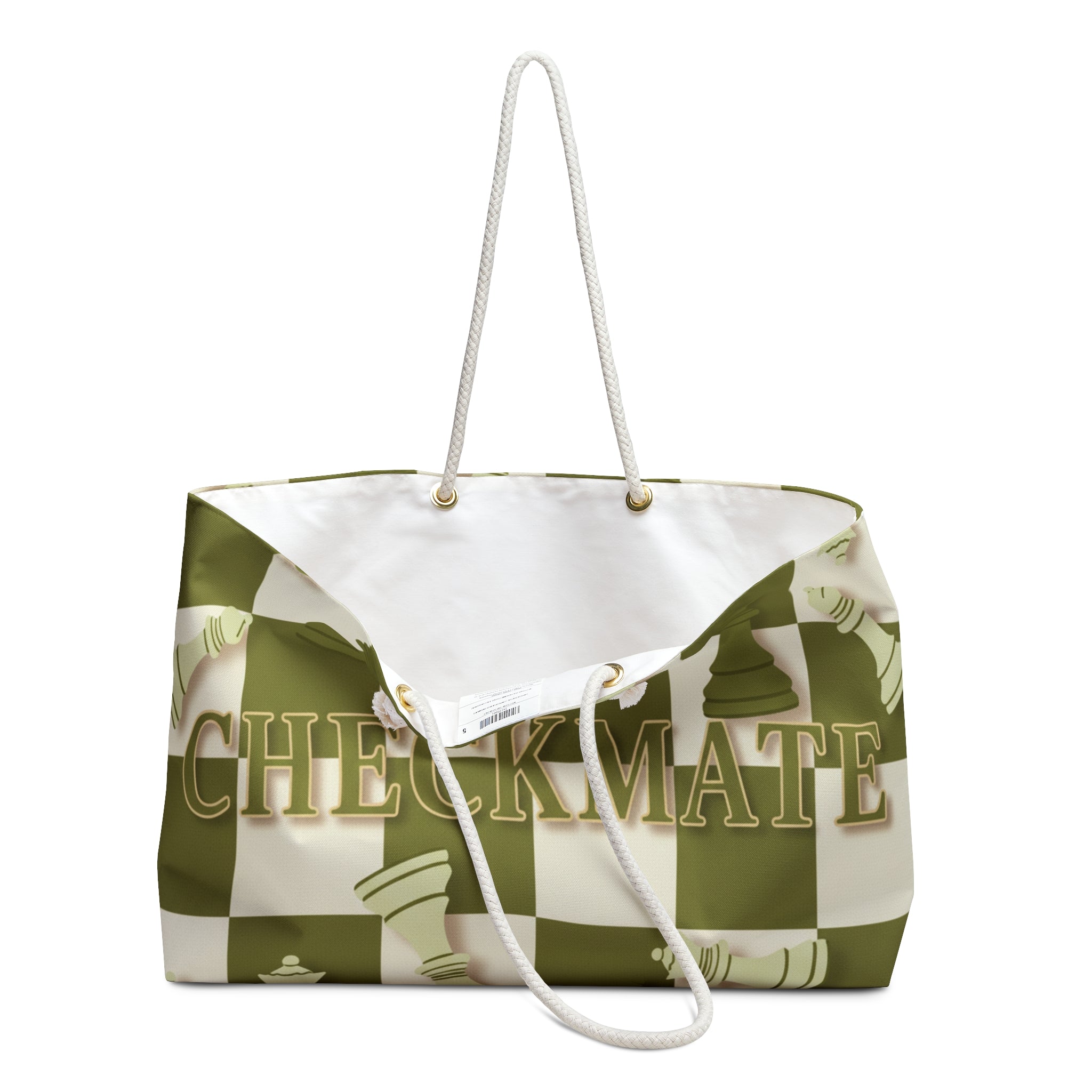Checkmate Travel Tote — Green & White