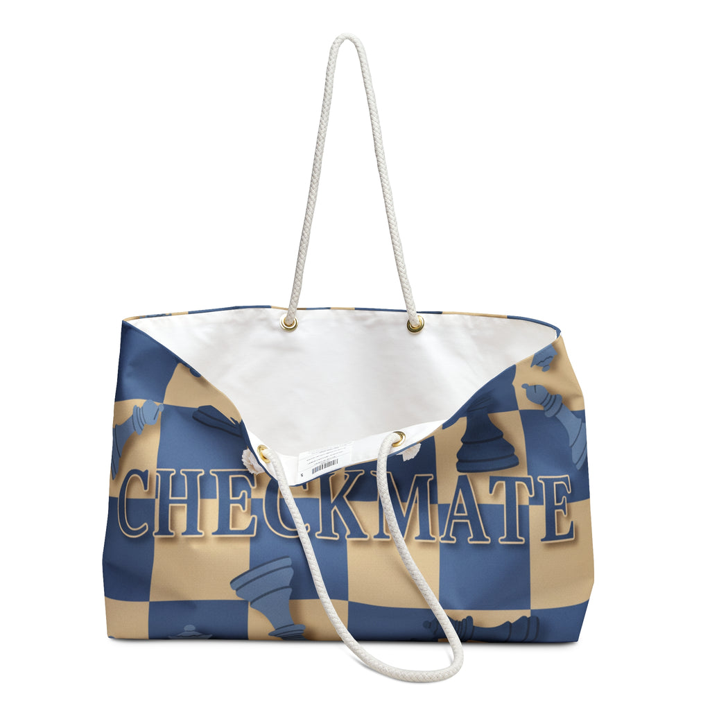 Checkmate Travel Tote — Blue & Beige