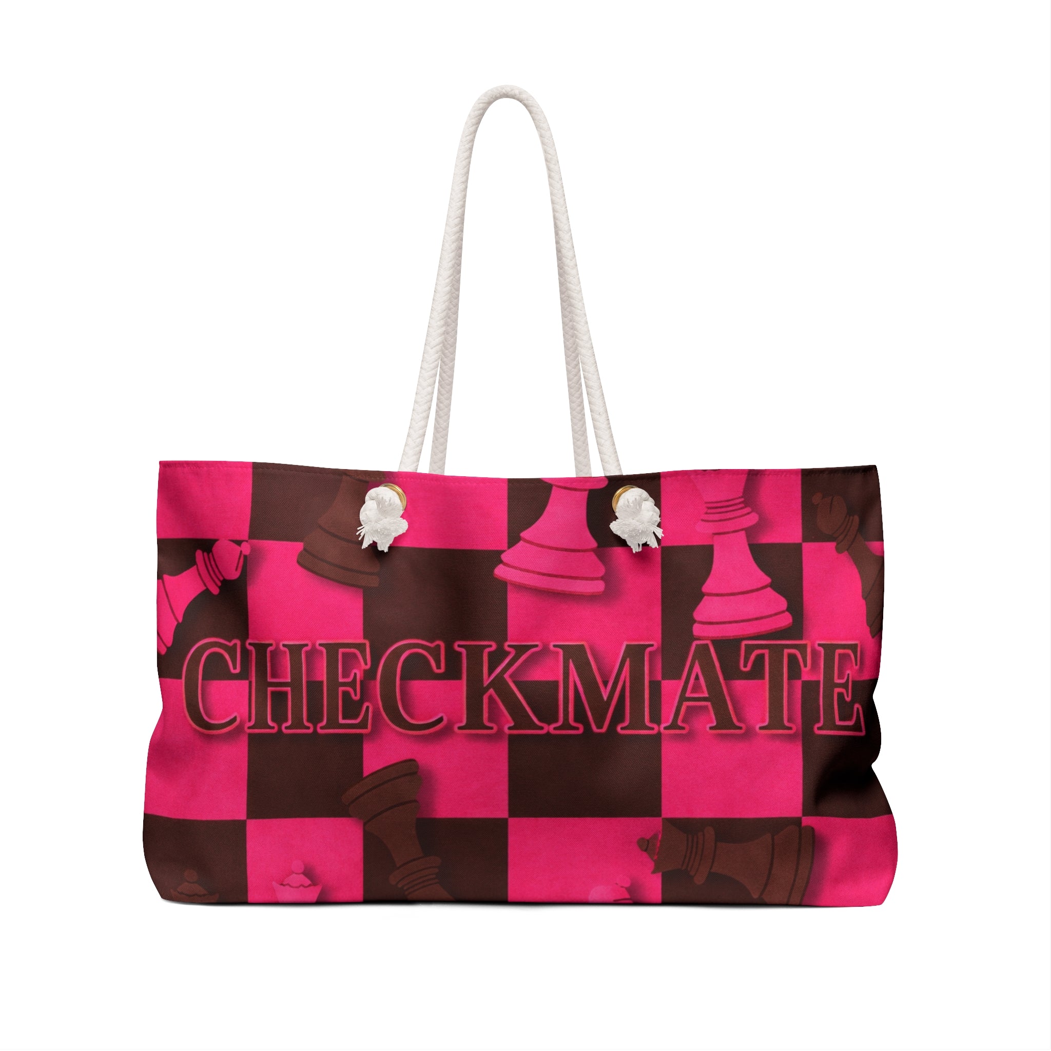Checkmate Travel Tote — Pink & Brown