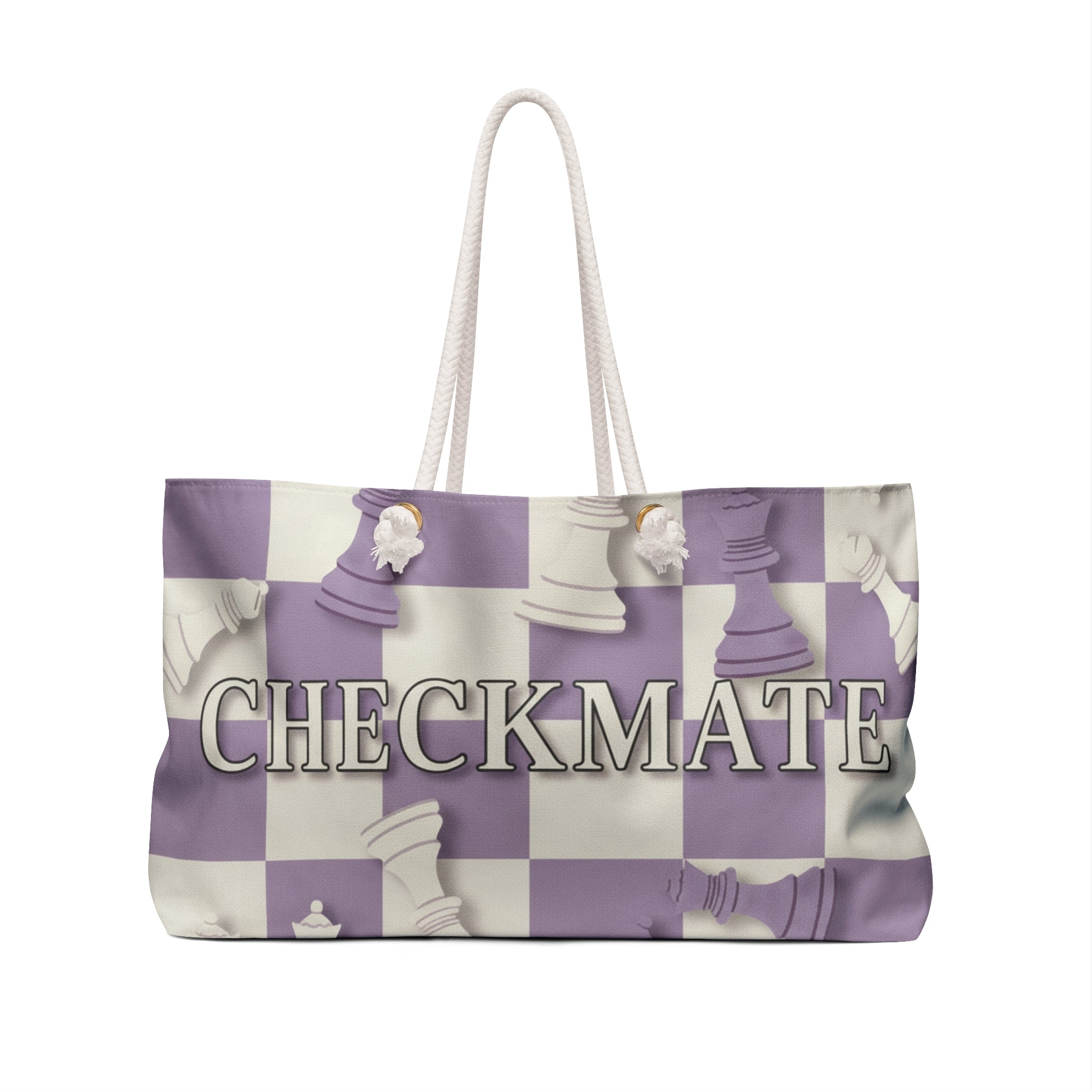 Checkmate Travel Tote — Purple & White