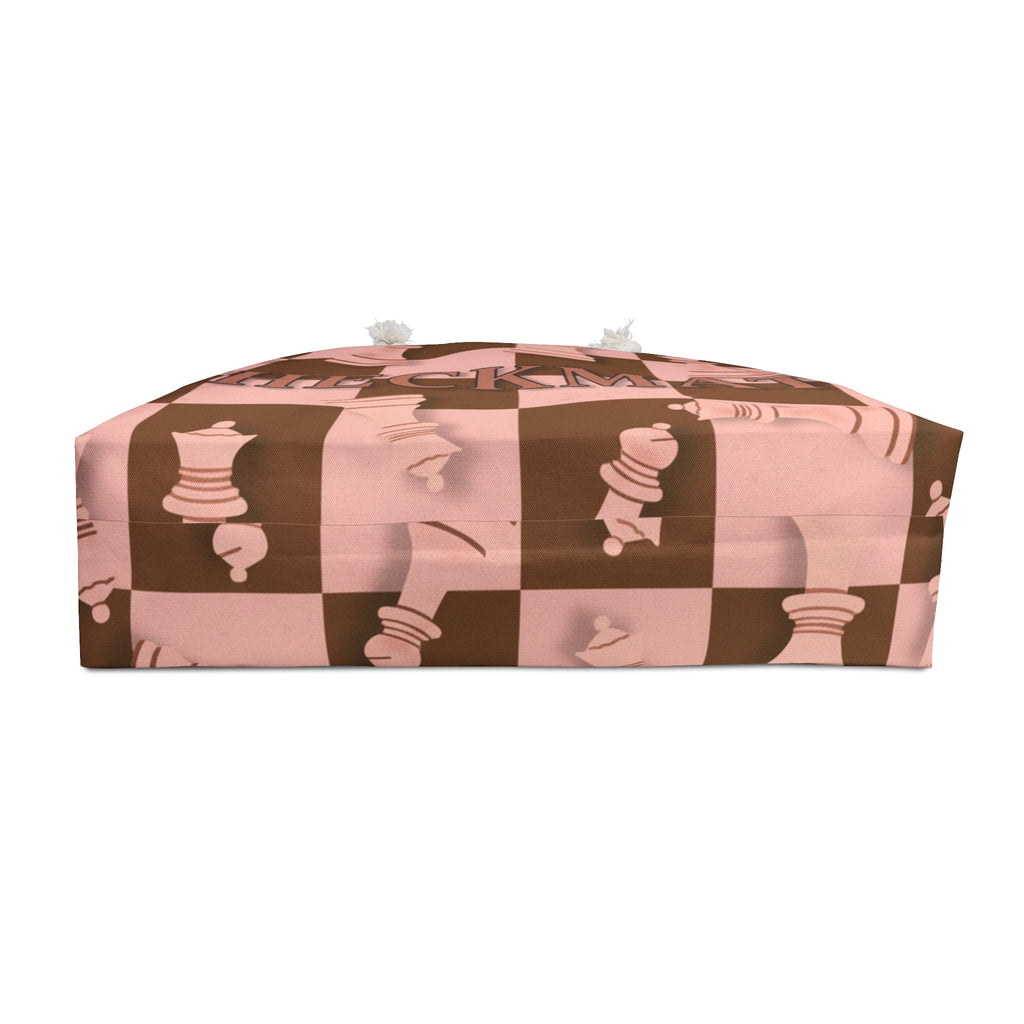 Checkmate Travel Tote – Baby Pink & Brown