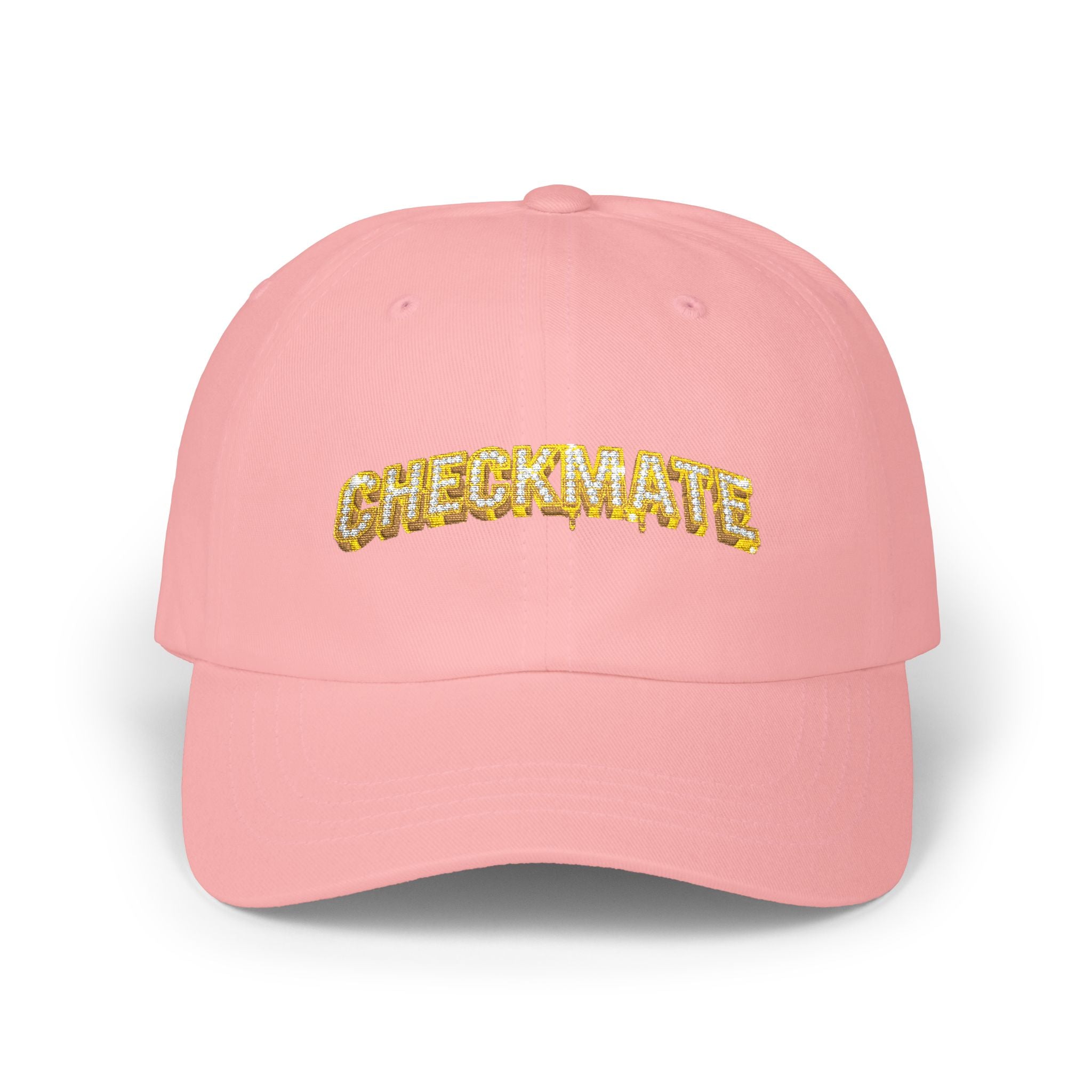Classic Dad Cap — 'CHECKMATE' Gold Foil Embroidered Baseball Hat