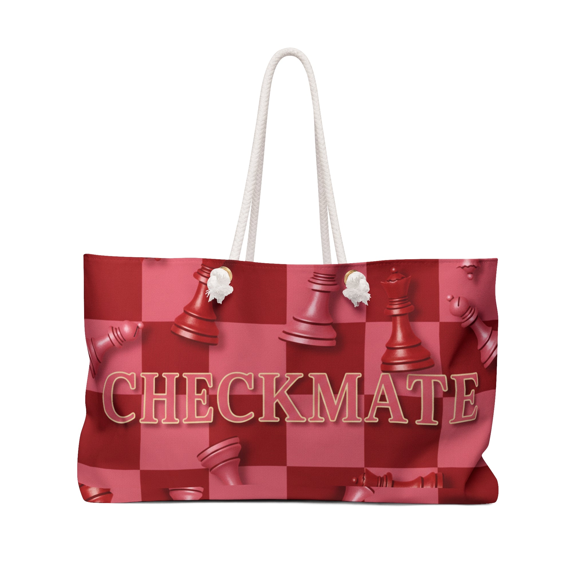 Checkmate Weekender Bag – Red Chessboard Travel Tote