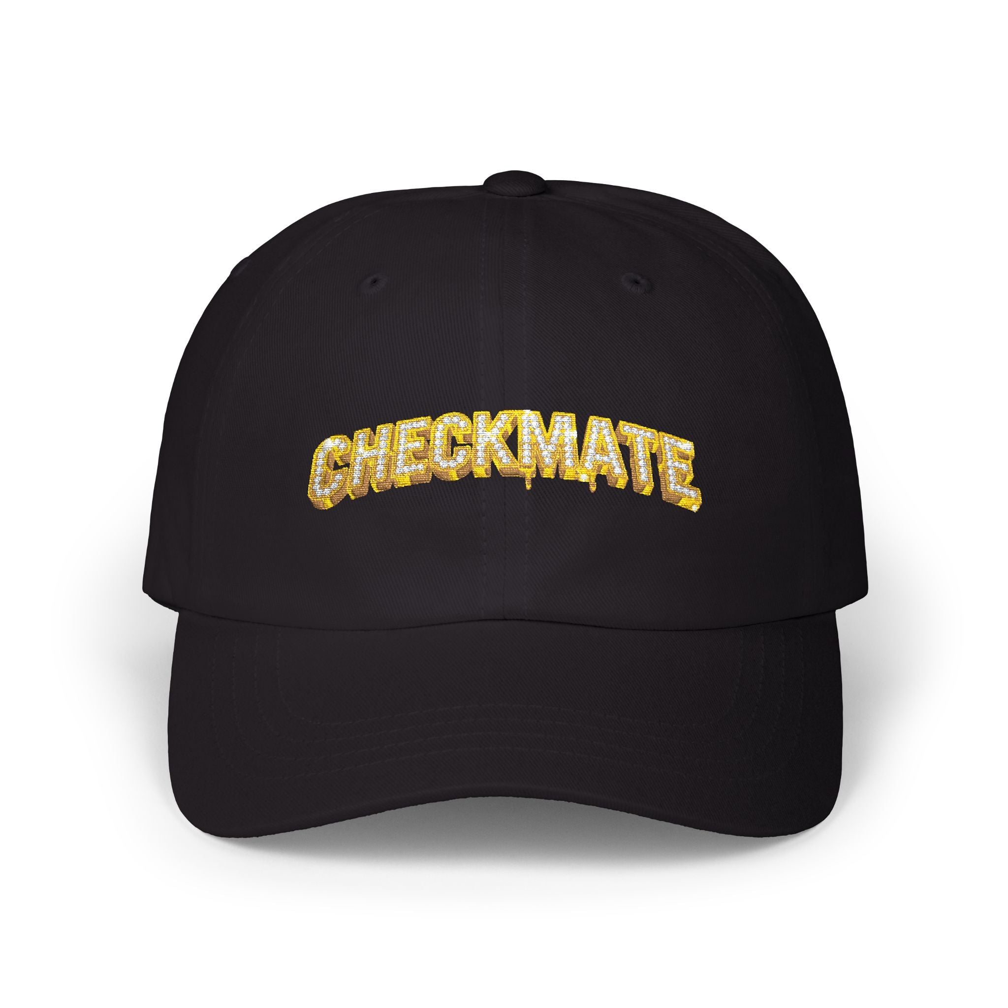 Classic Dad Cap — 'CHECKMATE' Gold Foil Embroidered Baseball Hat