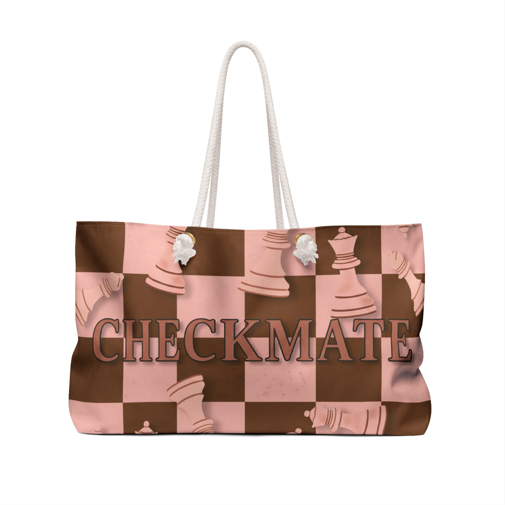 Checkmate Travel Tote – Baby Pink & Brown