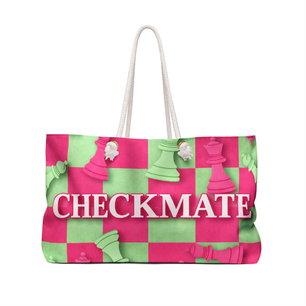 Checkmate Travel Tote — Pink & Pastel Green