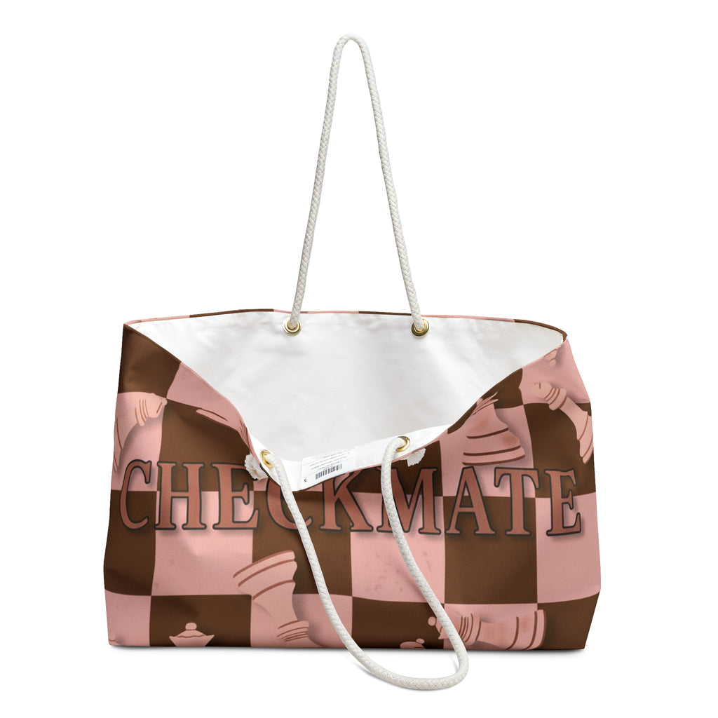 Checkmate Travel Tote – Baby Pink & Brown