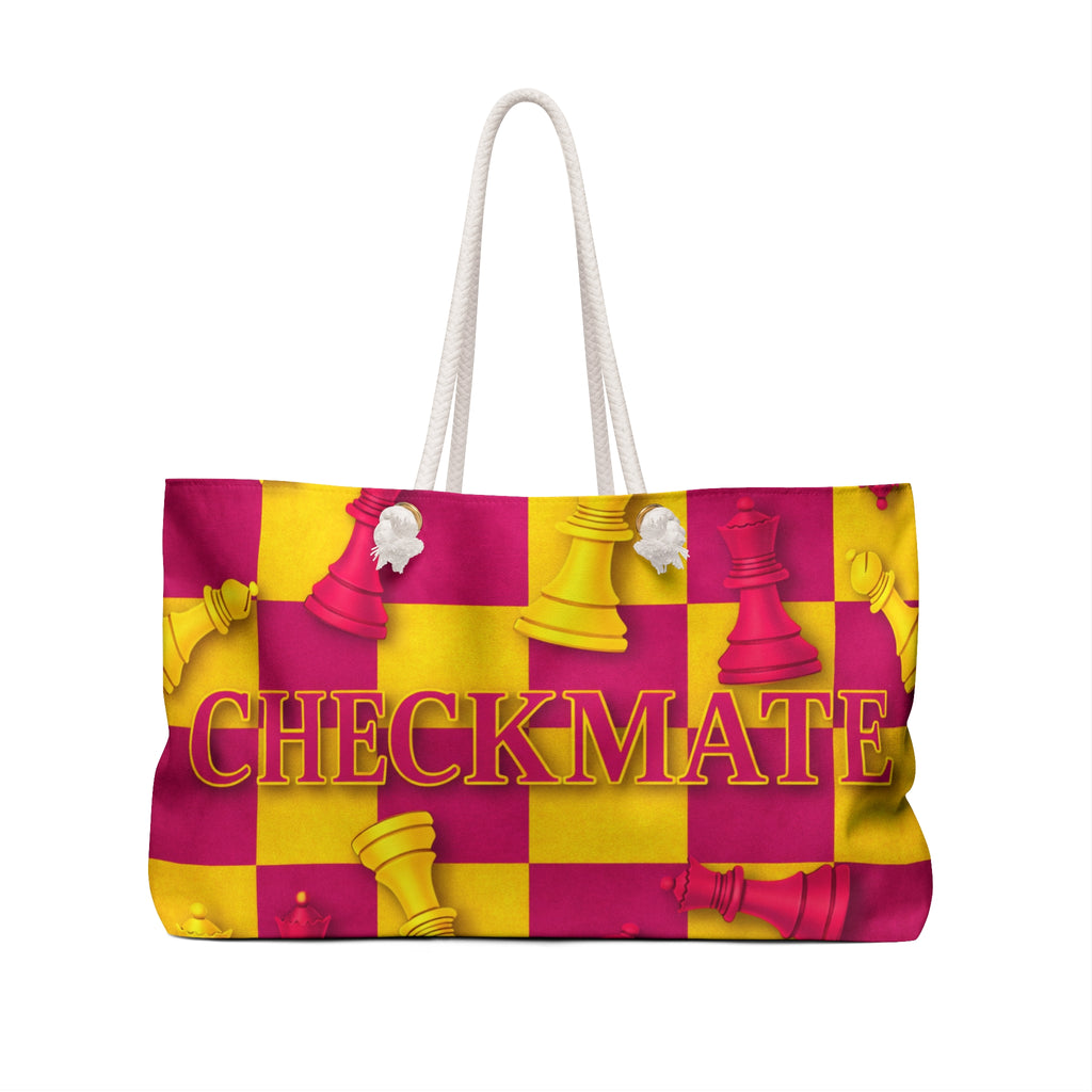Checkmate Travel Tote- Magenta & Yellow