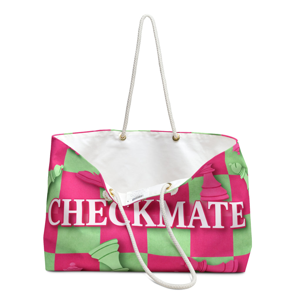 Checkmate Travel Tote — Pink & Pastel Green