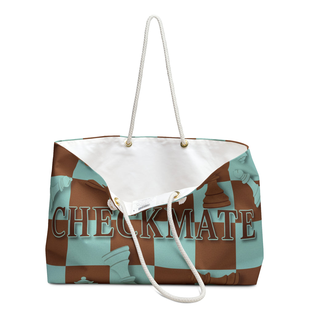 Checkmate Travel Tote — Brown & Blue